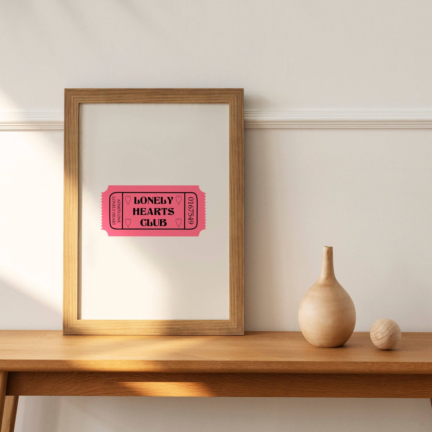 Lonely Hearts Club Movie Ticket Print - Break Up Gifts: A4