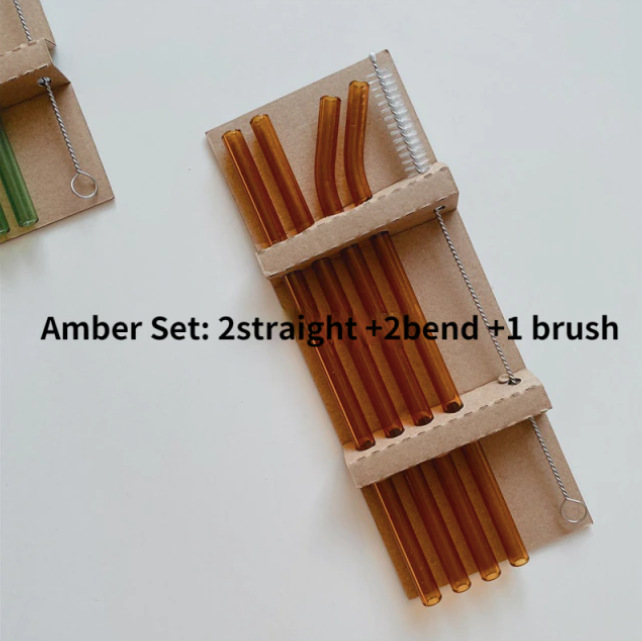 Set of 4 Glass Straws: Colorful