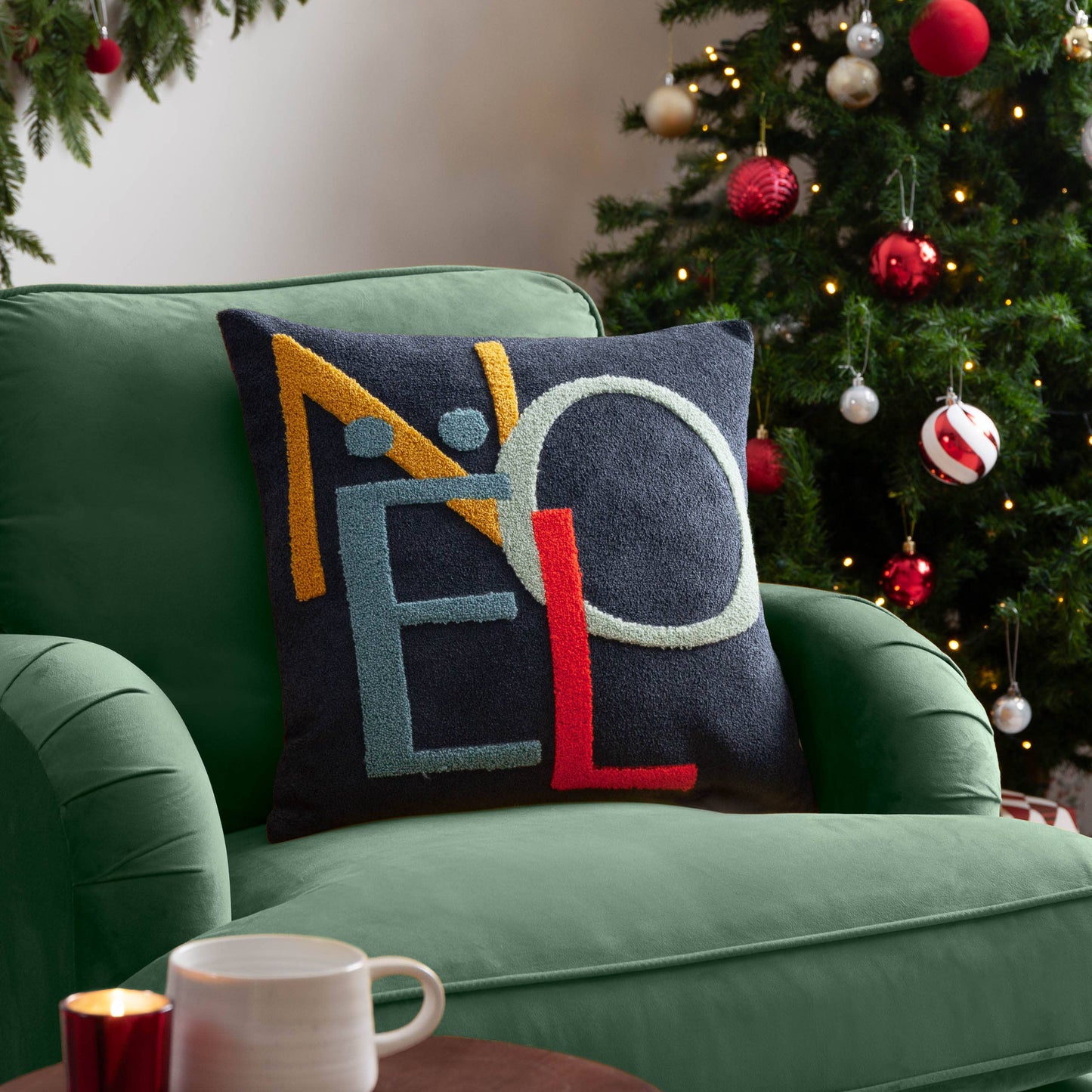 Noel Tufted Cushion Multicolour: Multicolour / Polyester Filled / 45 x 45cm