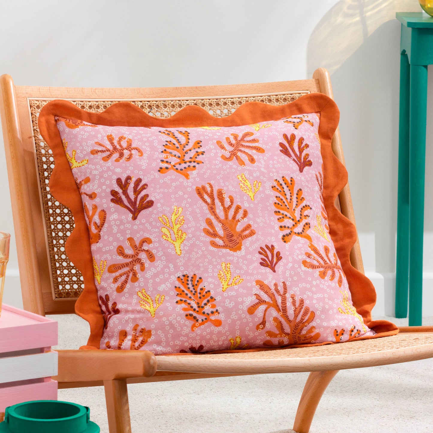 Coral Scalloped Cushion Sandy Pink: Sandy Pink / Feather Filled / 50 x 50cm