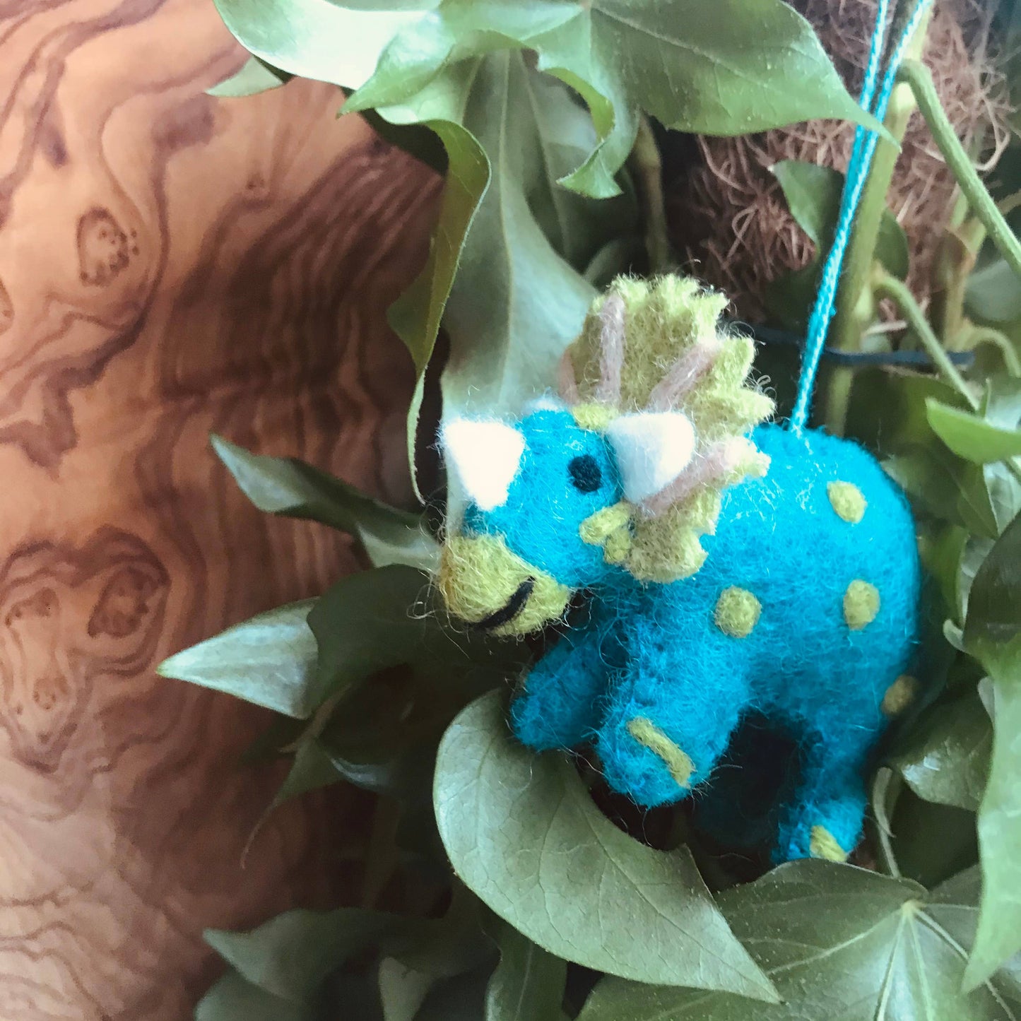 Handmade Felt Tessa Triceratops Dinosaur Decoration