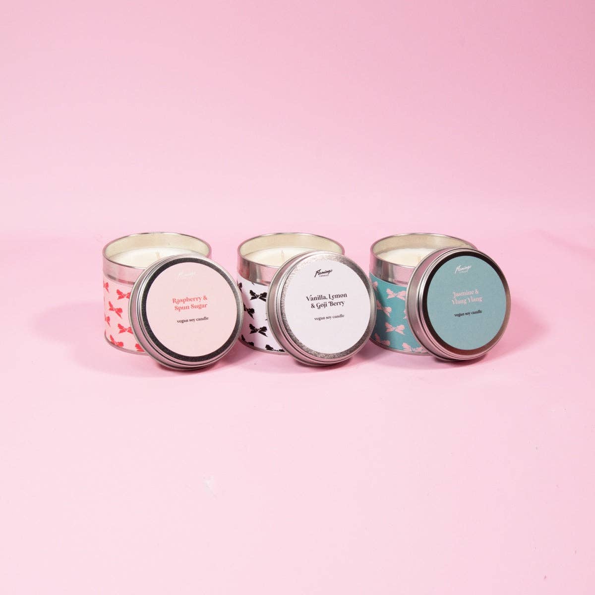 Vanilla, Lemon & Goji Berry Black & White Bow Tin Candle