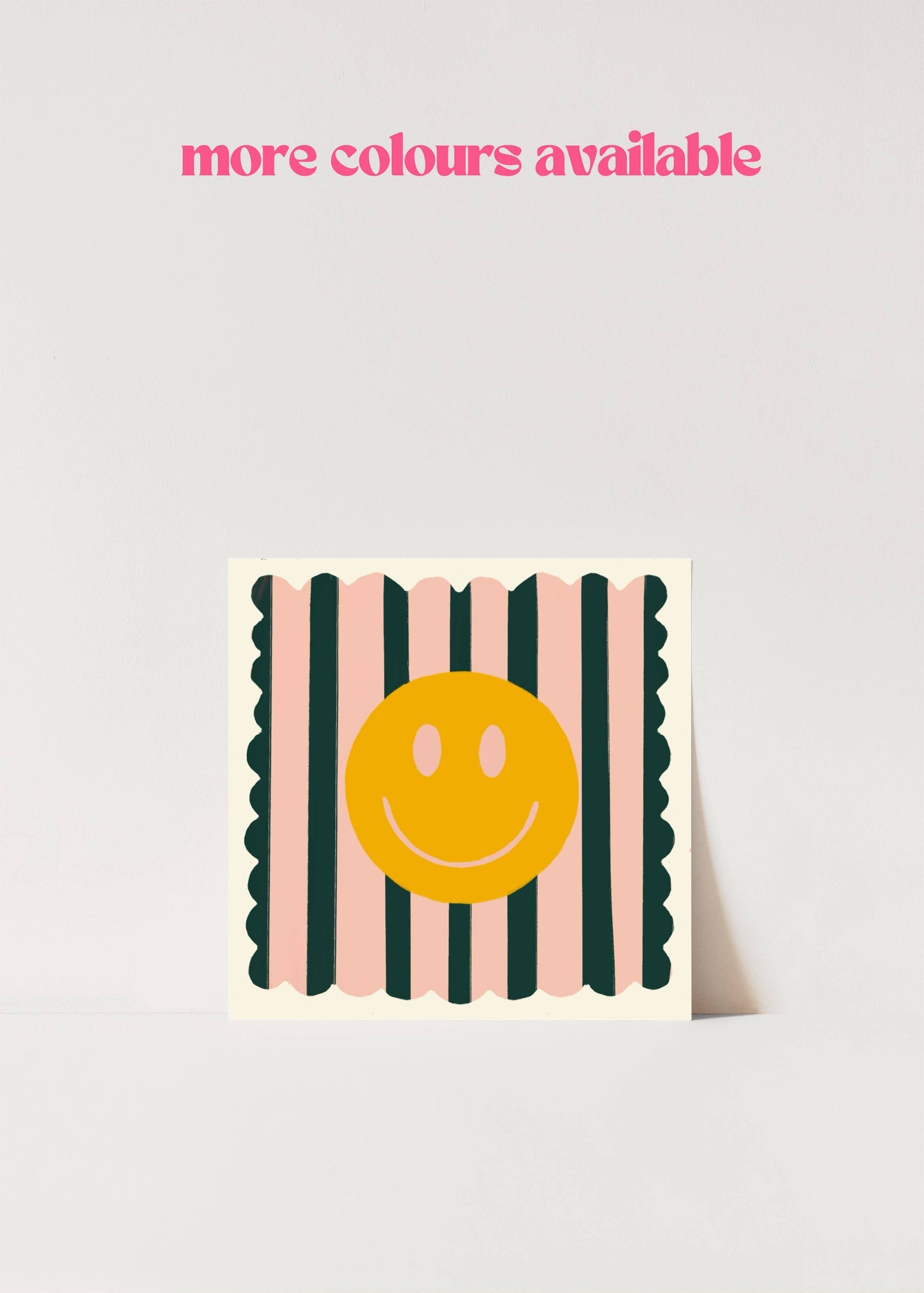 Dark Green Stripey Smileys, Dopamine Decor, Maximalist, : 14 x 14 Inches