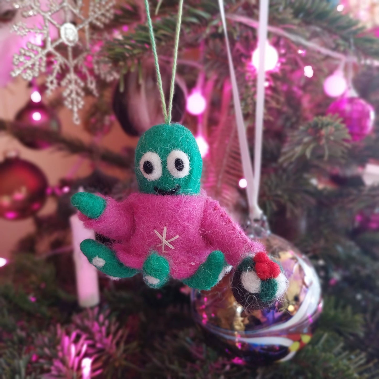 Handmade Felt Timmy Tentaclaus Christmas Octopus Decoration