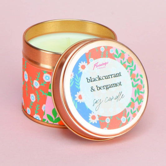 Blackcurrant & Bergamot Contrast Floral Print Rose Gold Tin
