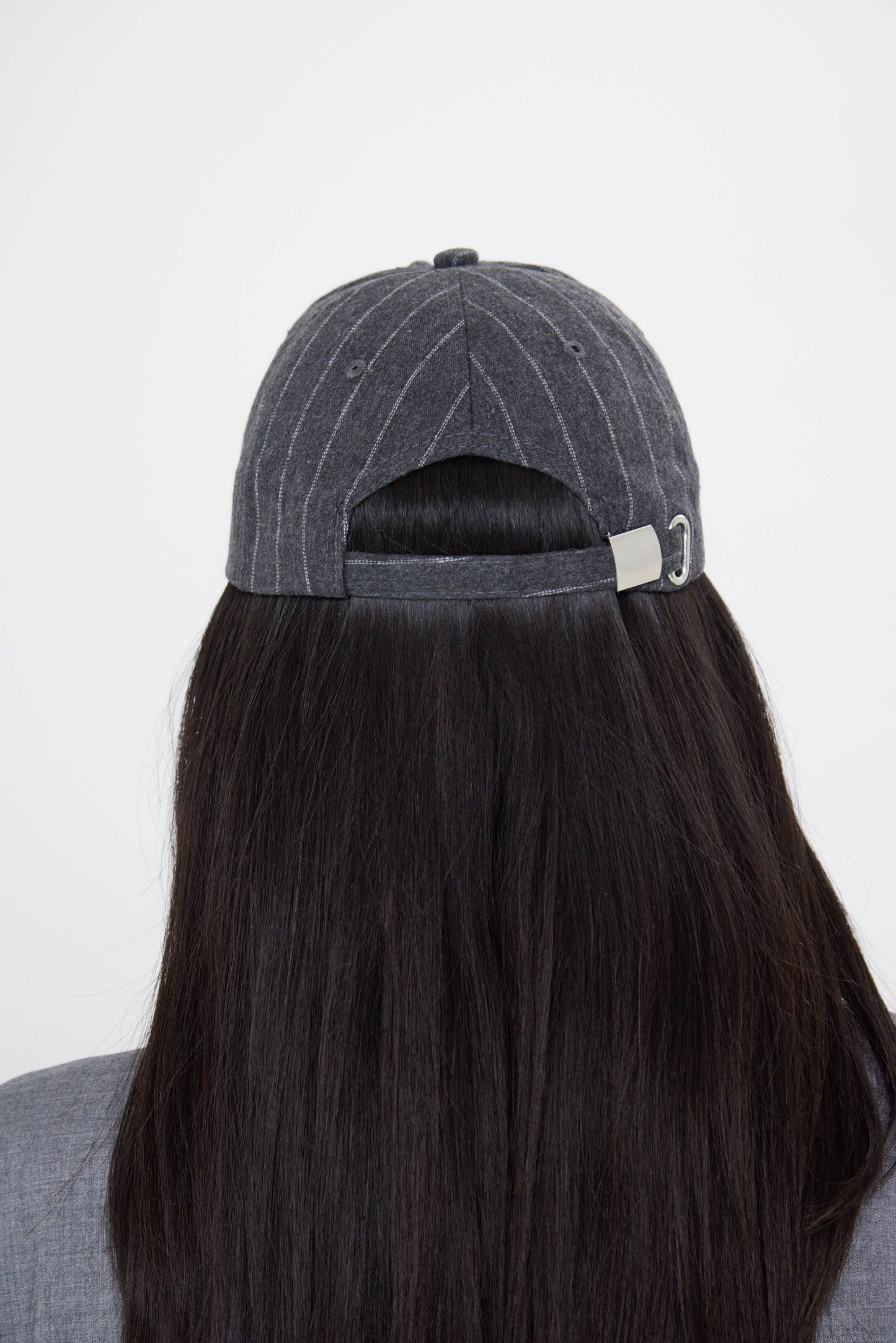 Pinstripe Baseball Cap in Charcoal Grey: Charcoal Grey