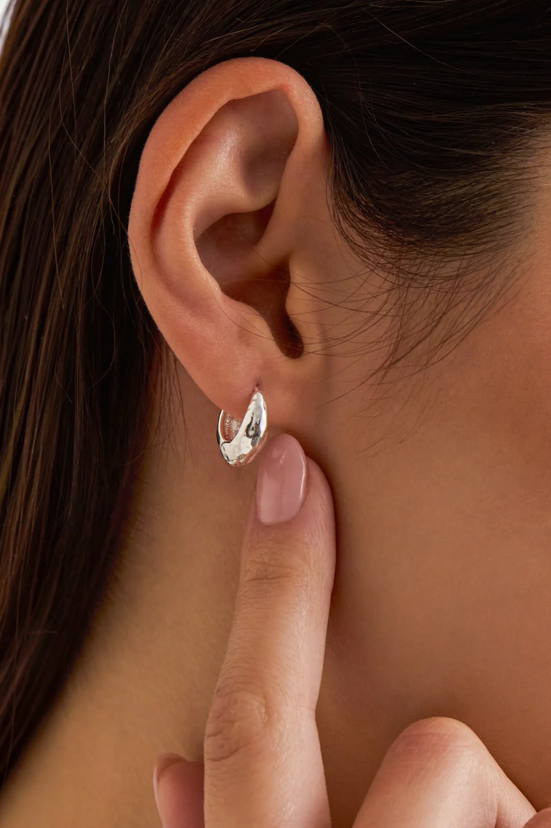 Estella Bartlett Hammered Huggie Hoops