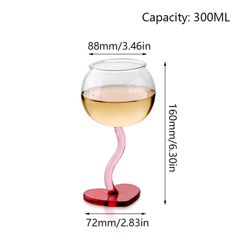 Heart Shape Base Glass Champagne Wine Cup