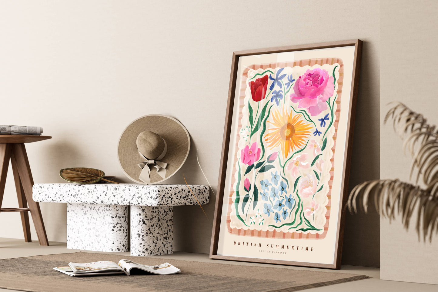 British Summertime, Art Print, Colourful Art, Floral Art: A4