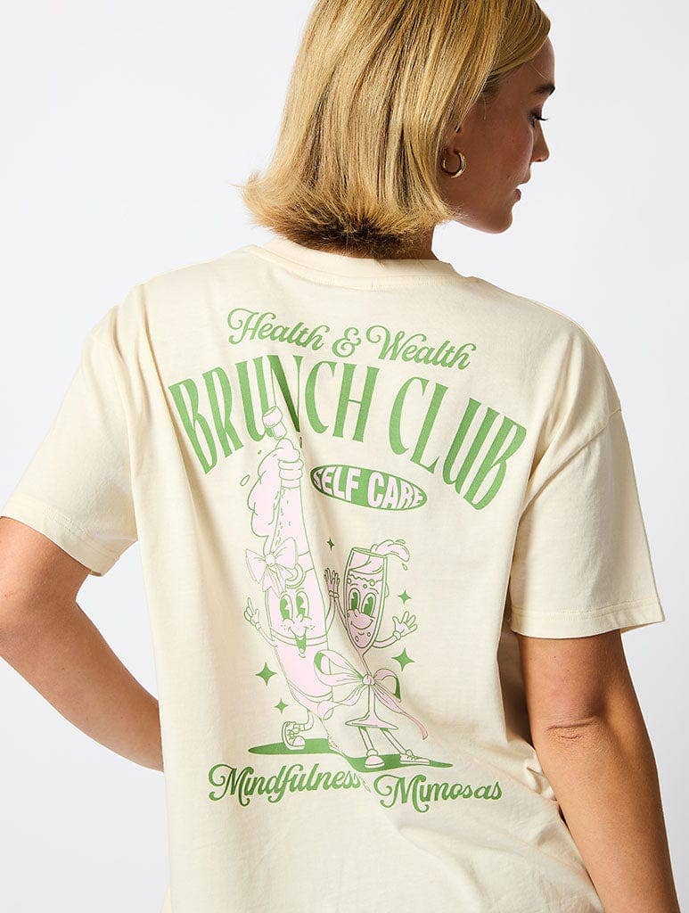 Brunch Club T-Shirt in Ecru: S