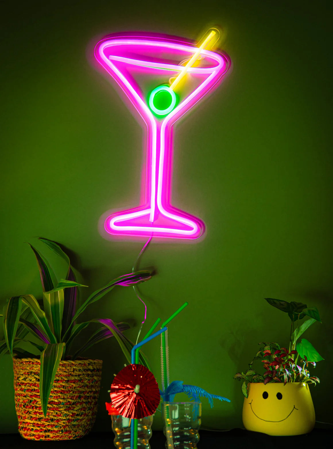 Neon Wall Cocktail Glass
