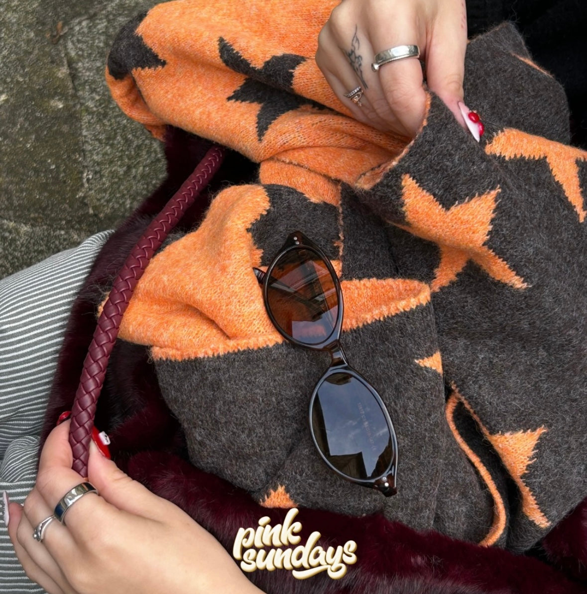 Star scarf in Orange and Marl