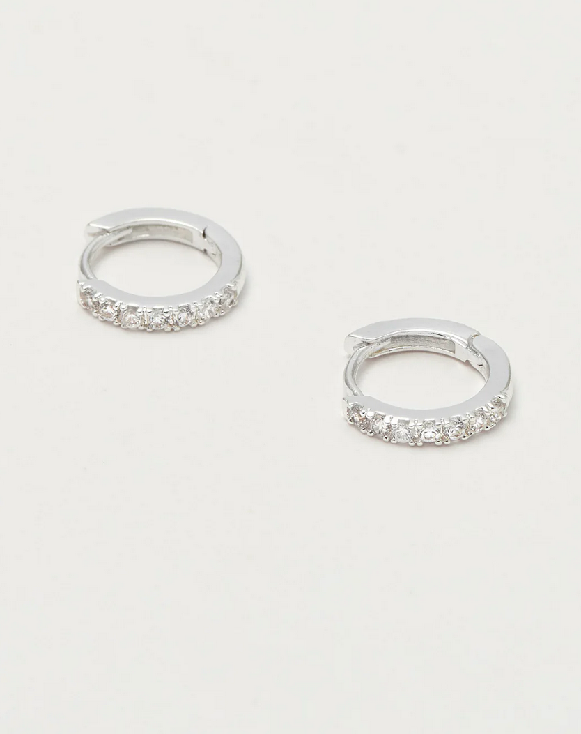 Estella Bartlett Pave Set Hoop with White Cz Silver Plated Earrings