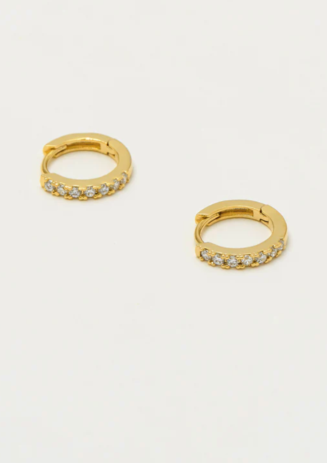 Estella Bartlett Pave Set Hoop with White Cz Gold Plated Earrings