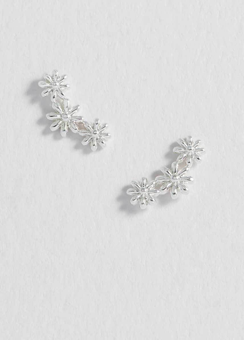 Estella Bartlett Triple Flower Silver Plated Earrings