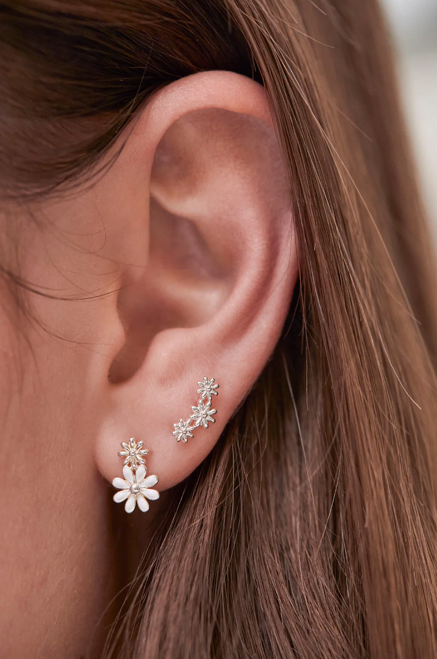Estella Bartlett Triple Flower Silver Plated Earrings