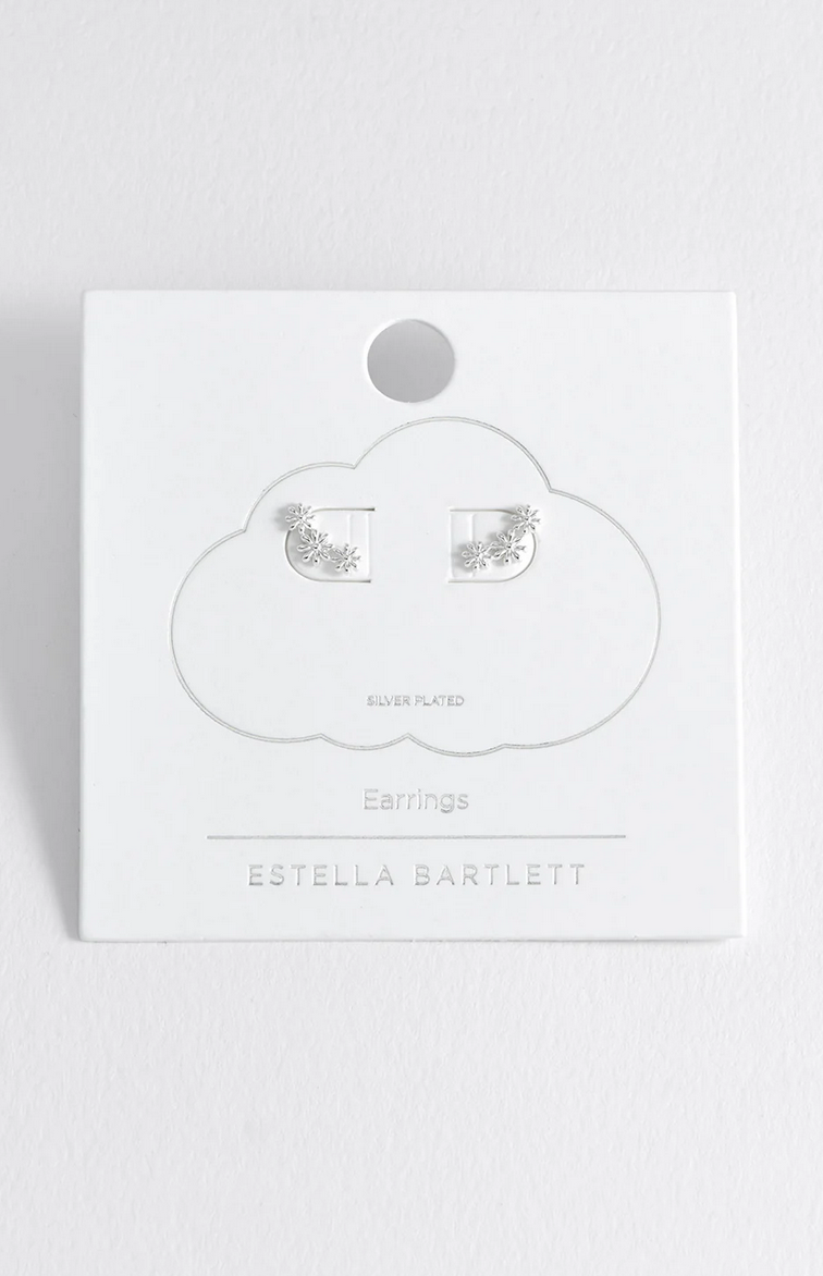 Estella Bartlett Triple Flower Silver Plated Earrings