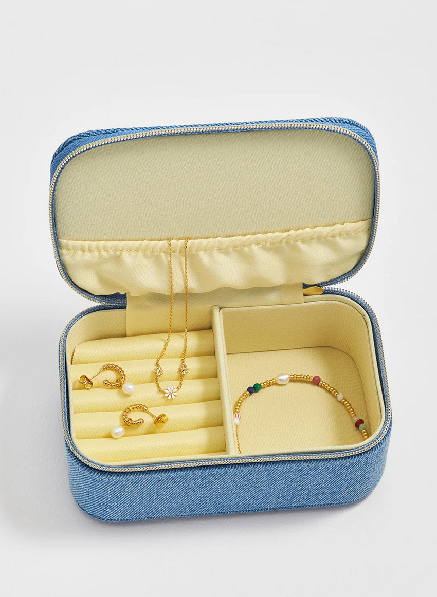 Estella Bartlett Daisy Embroidered Denim Mini Jewellery Box