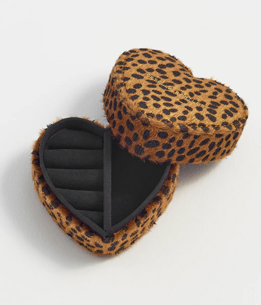 Estella Bartlett Mini Heart Shaped Cheetah Print Jewellery Box