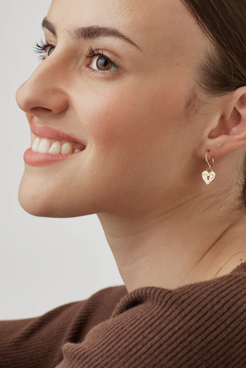 Estella Bartlett Gold Heart Padlock Hoop Earrings