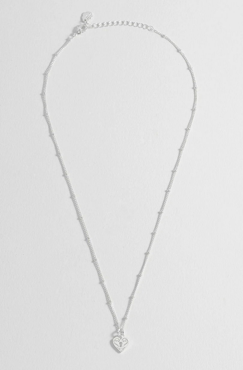 Estella Bartlett Silver Heart Padlock Necklace