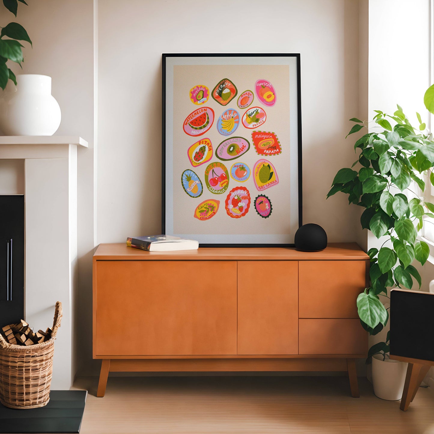 Fruit stickers Art Print: A3
