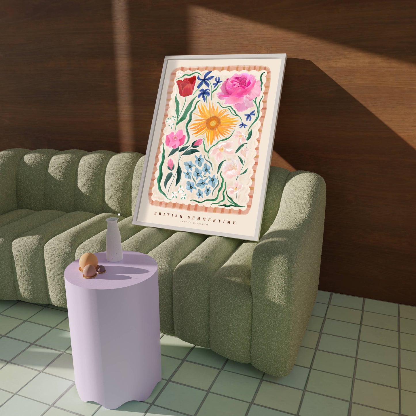 British Summertime, Art Print, Colourful Art, Floral Art: A4