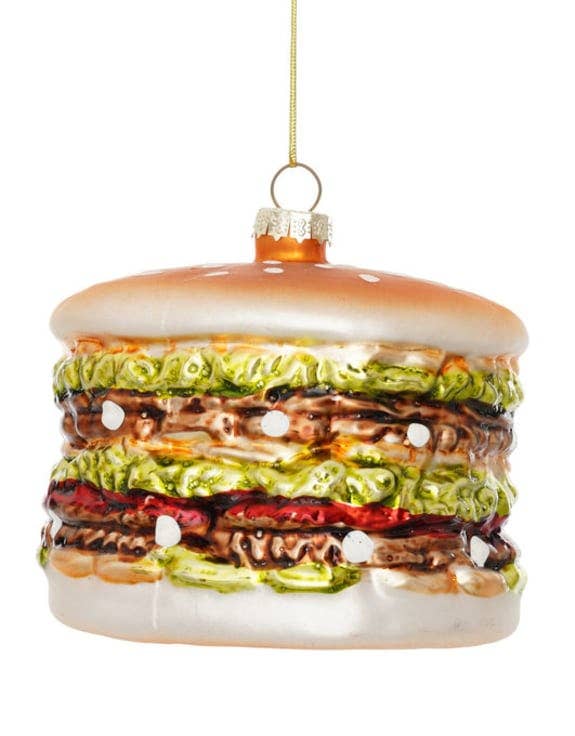 Burger Decorative Glass Hanging Ornament