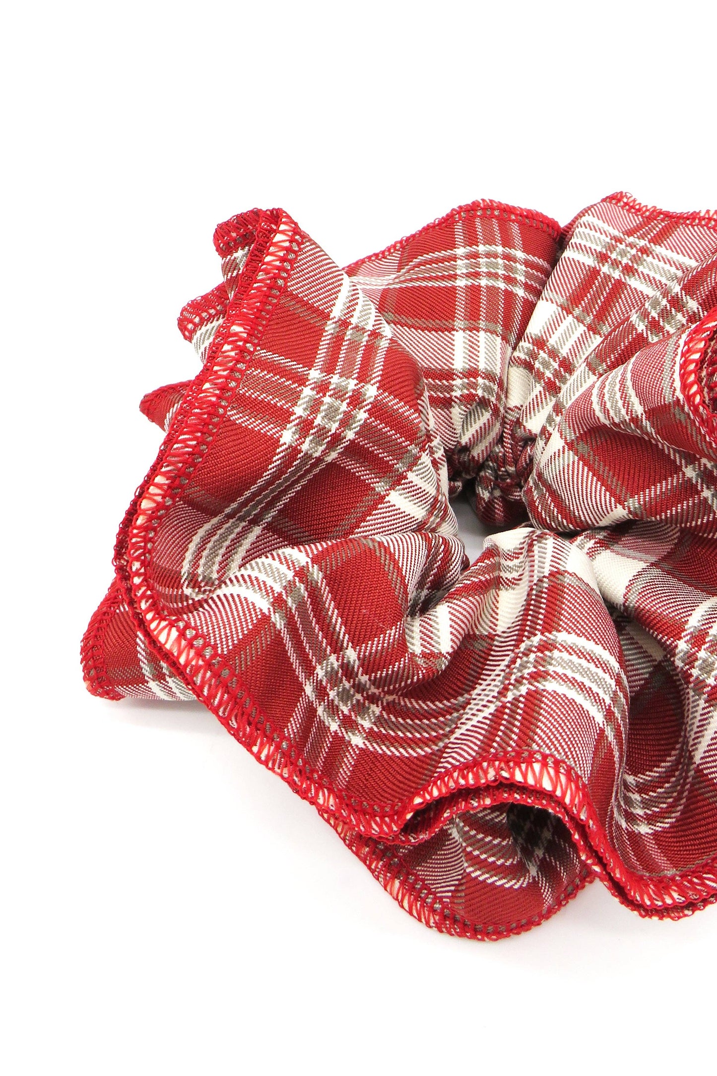 Double Layer Check Scrunchie in Red: Red