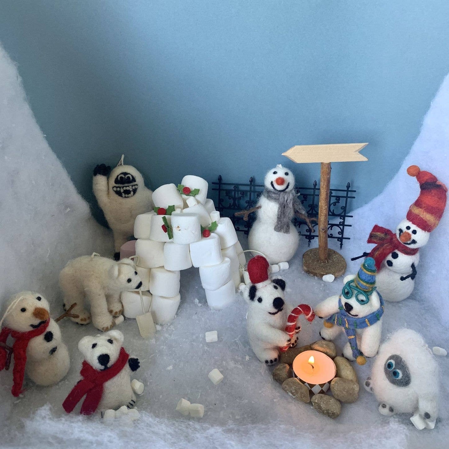 Handmade Felt Cosmo the Polar Bear Xmas Decoration