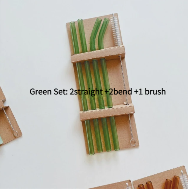 Set of 4 Glass Straws: Colorful