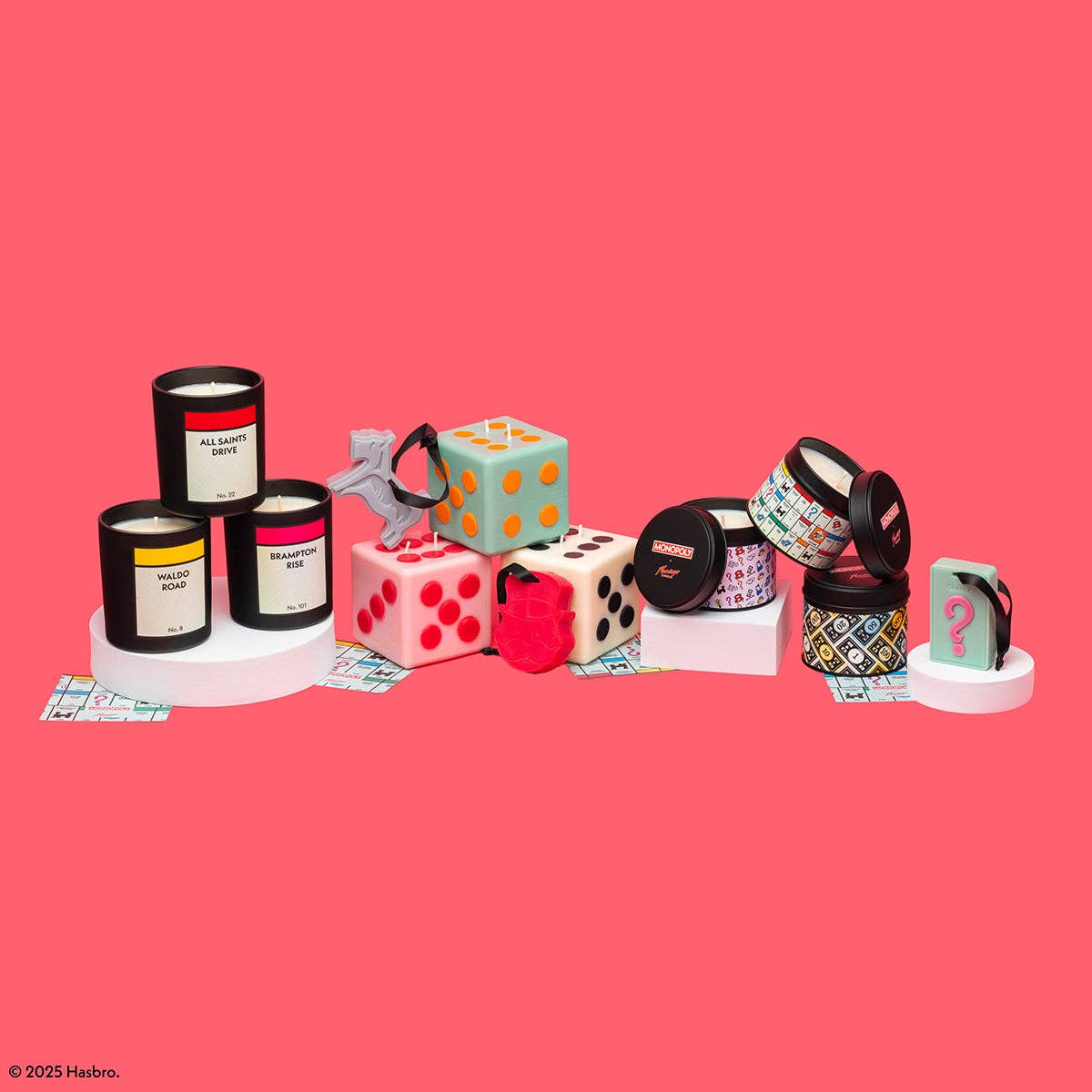 Monopoly x Flamingo Candles Roll the Dice Black & White Pillar Candle