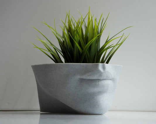 Lips Planter, Woman Face Plant Pot - 3D Printed PLA, Marble