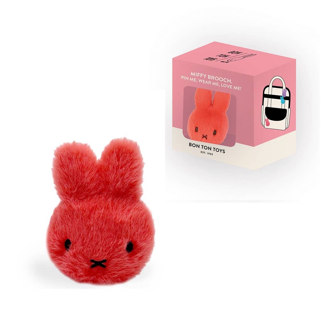 Bon Ton Toys Miffy Fuzzy ECO Brooch in Giftbox Bright Coral