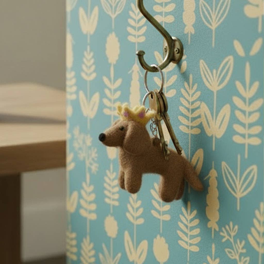 Handmade Felt Sausage Dog Keyring