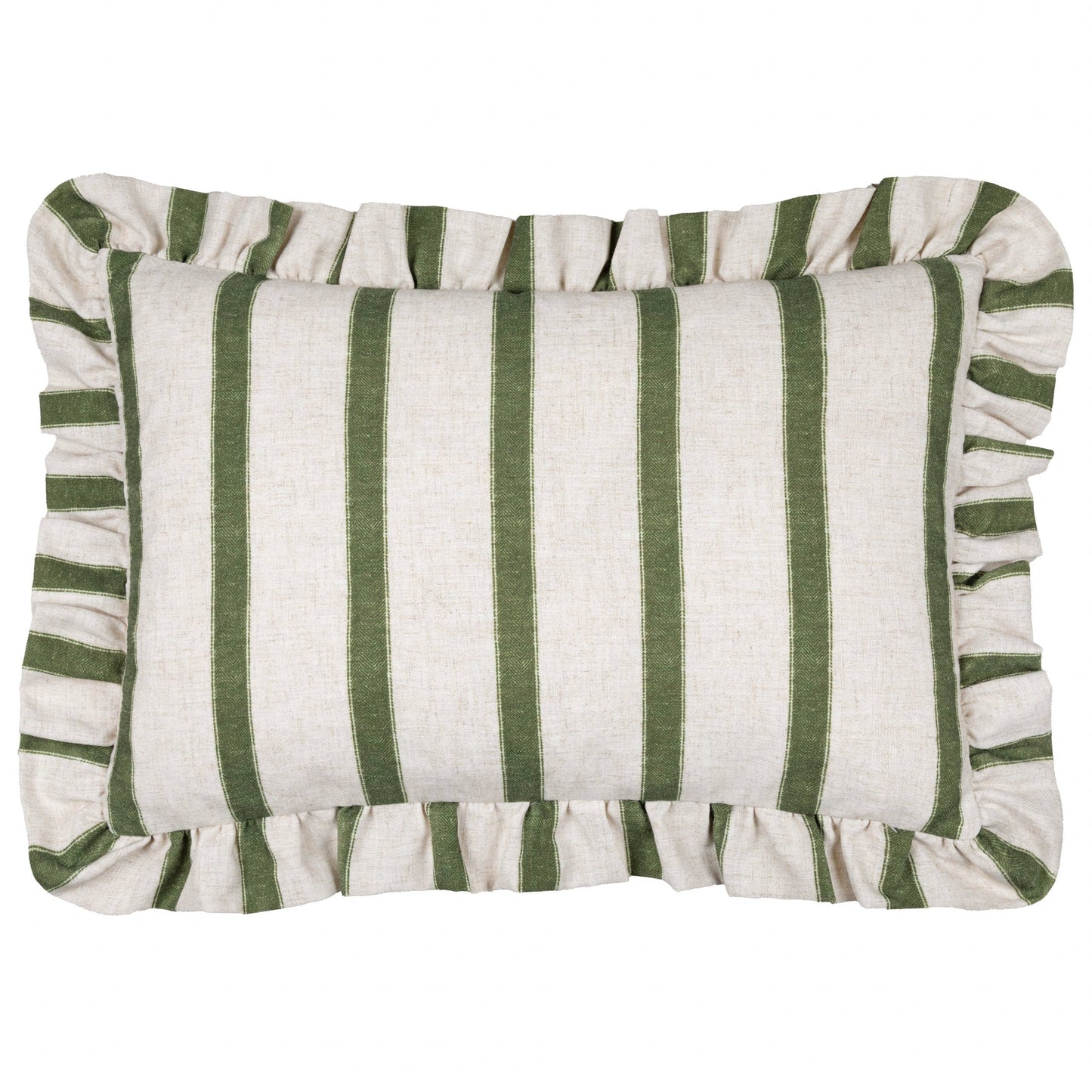 Connie Striped Ruffle Cushion Moss: Moss / Polyester Filled / 35 x 50cm