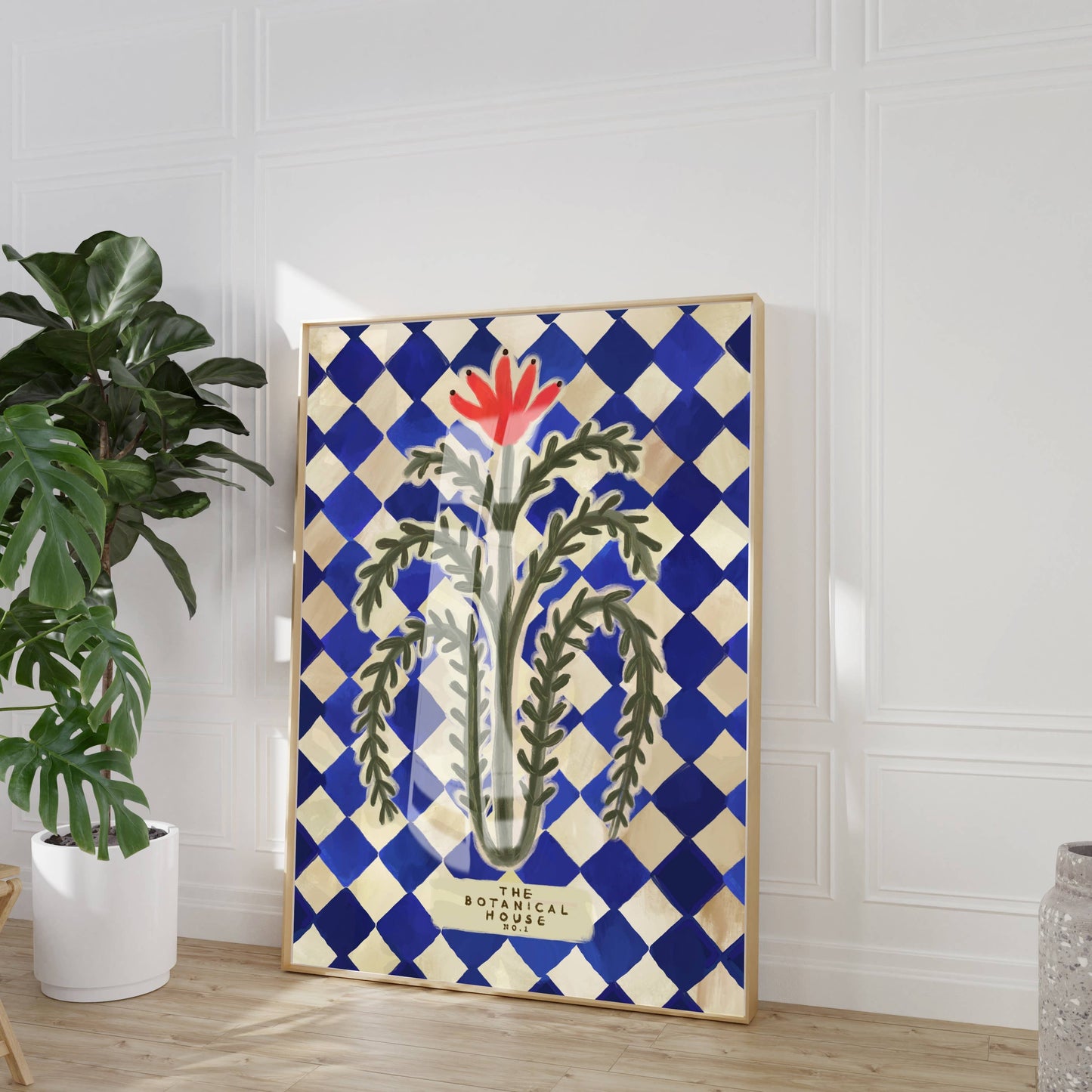 Botanical House Art Print, Neutral Print, Hand Drawn, Quirky: A3