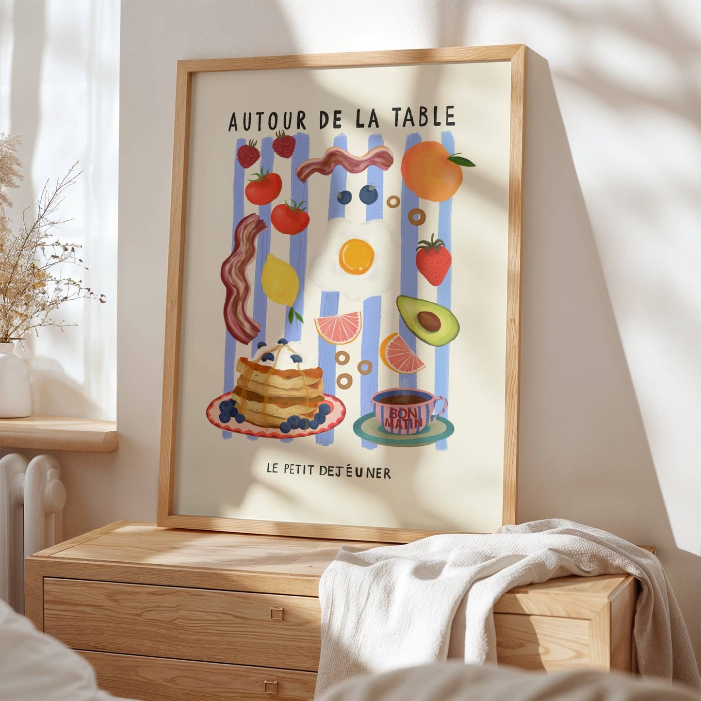 Around The Table, Kitchen Art Print, Colourful Art, Fun Art: A4