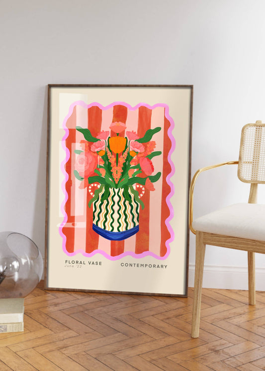 Vase Art Print, Colourful Art Print, Hand Drawn Art, Quirky: A3