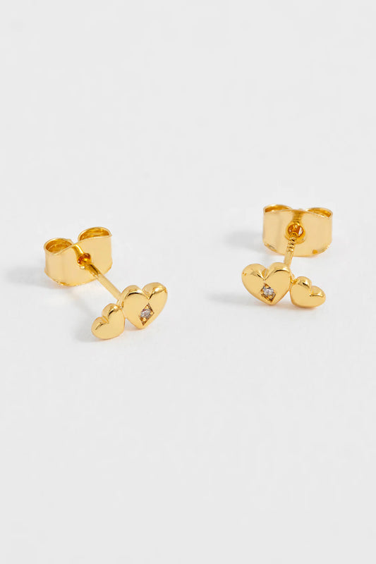 Estella Bartlett Double CZ Heart Stud Earrings
