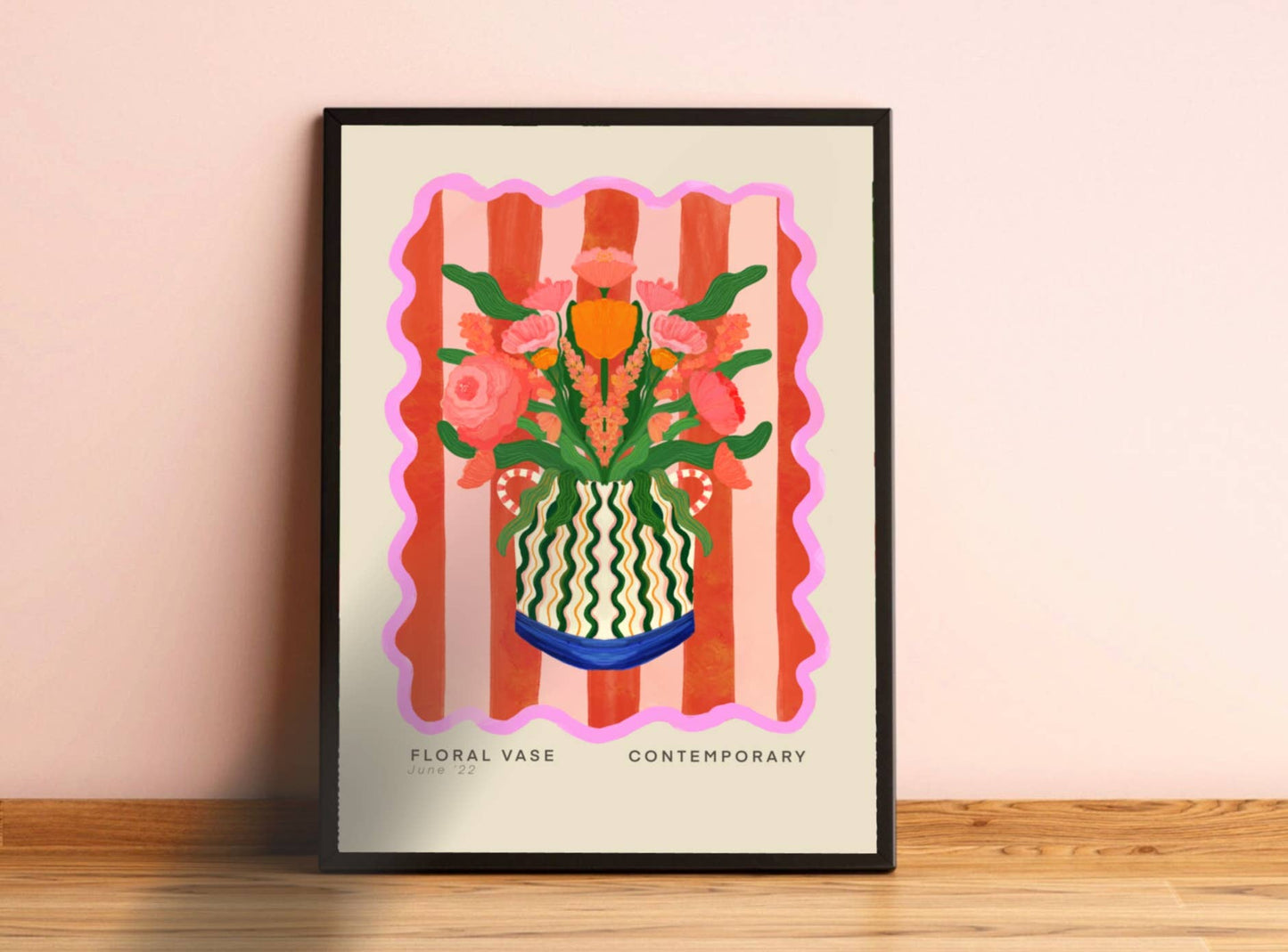 Vase Art Print, Colourful Art Print, Hand Drawn Art, Quirky: A3
