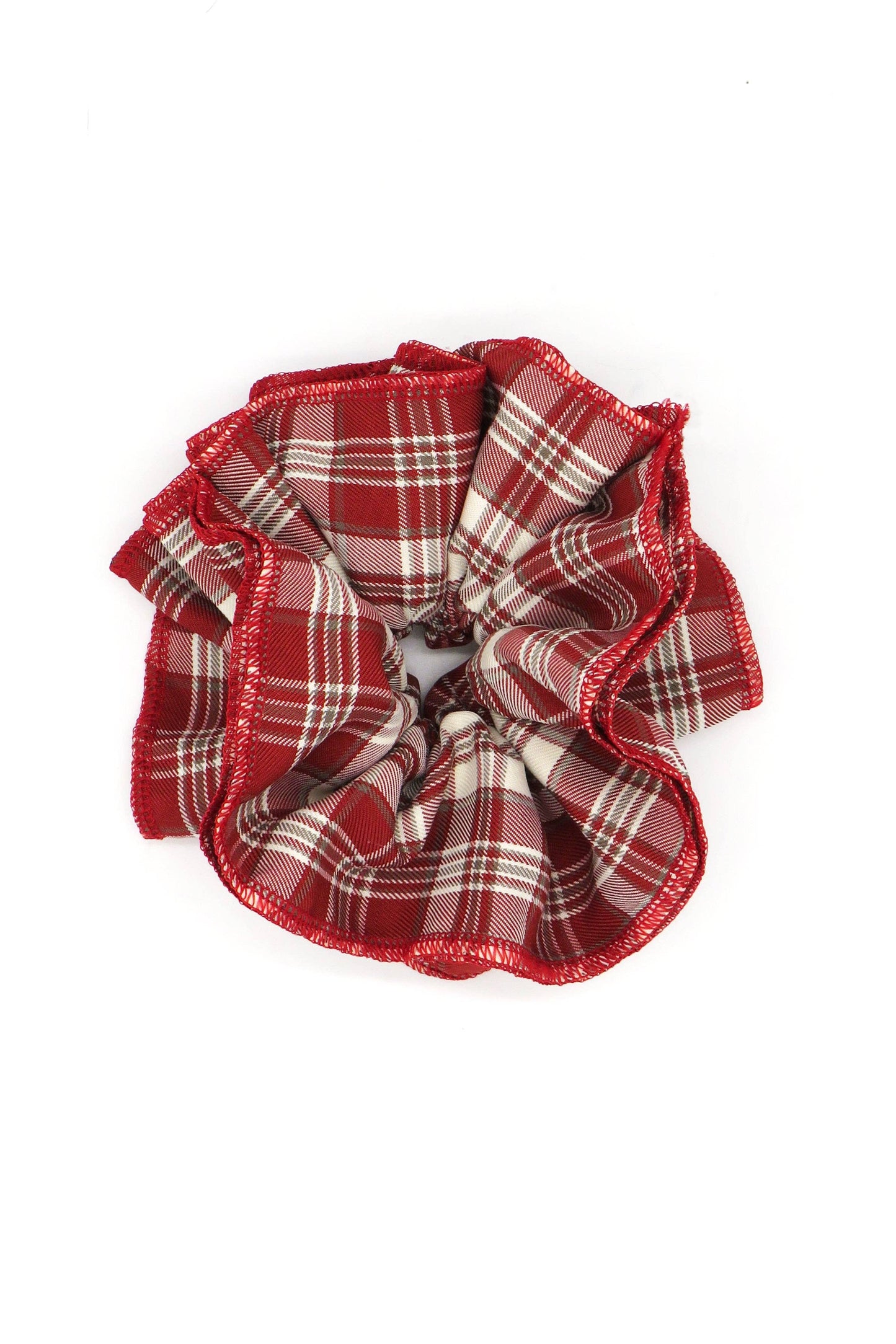 Double Layer Check Scrunchie in Red: Red