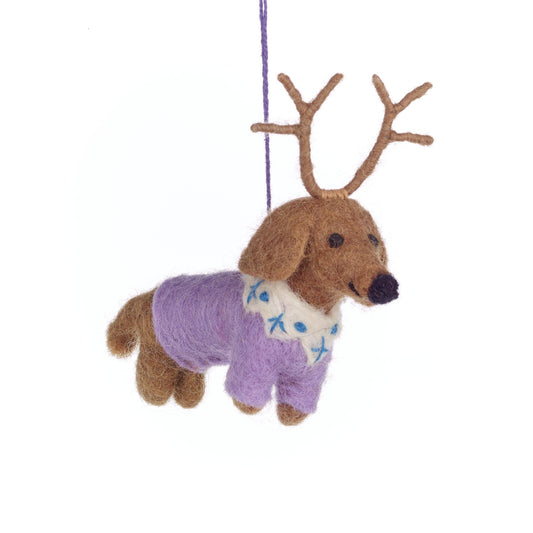 Handmade Felt Rudy Dachshund Dog Christmas Decoration