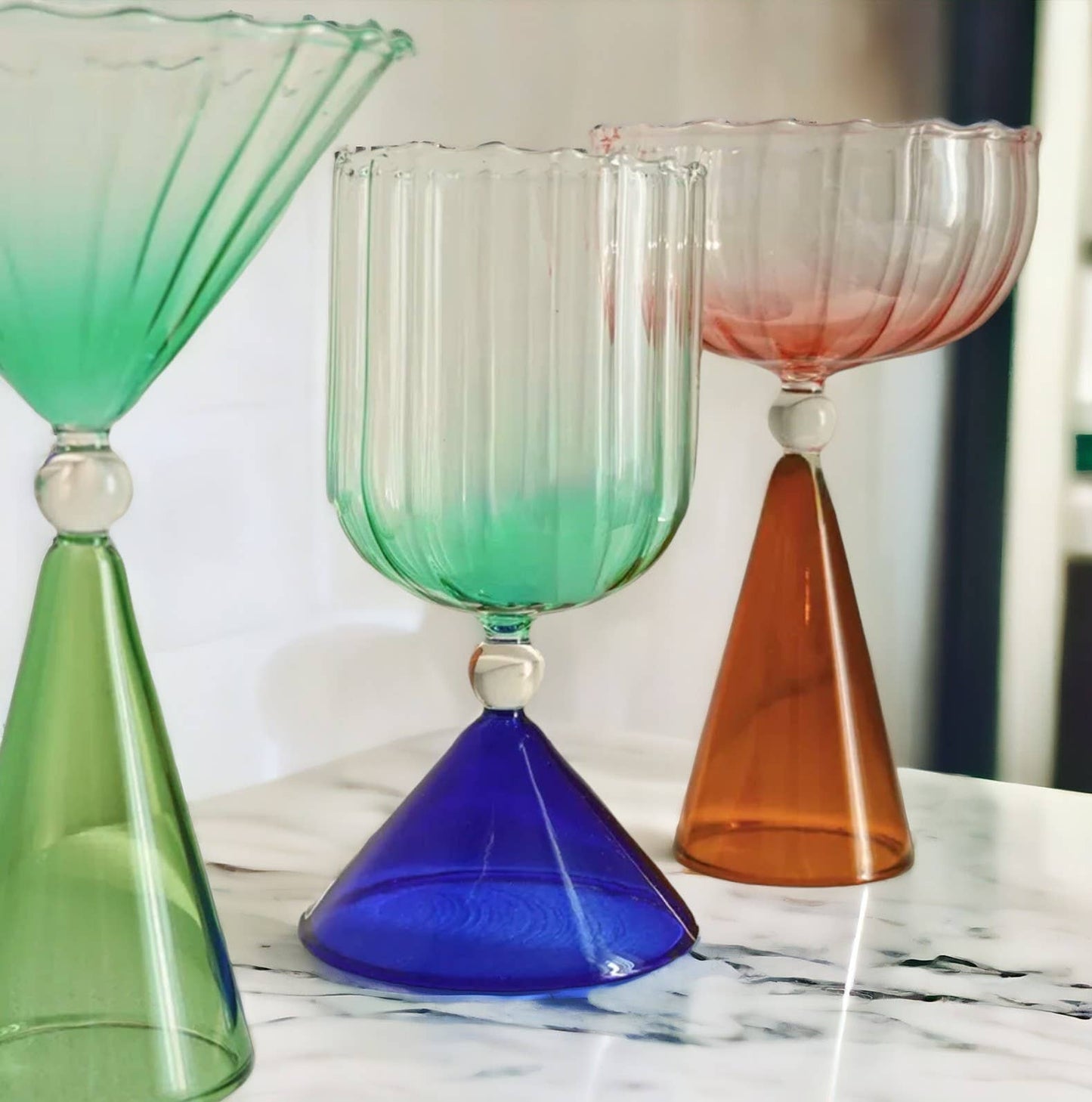 Champagne Cocktail or Wine Glass - Orange & Purple