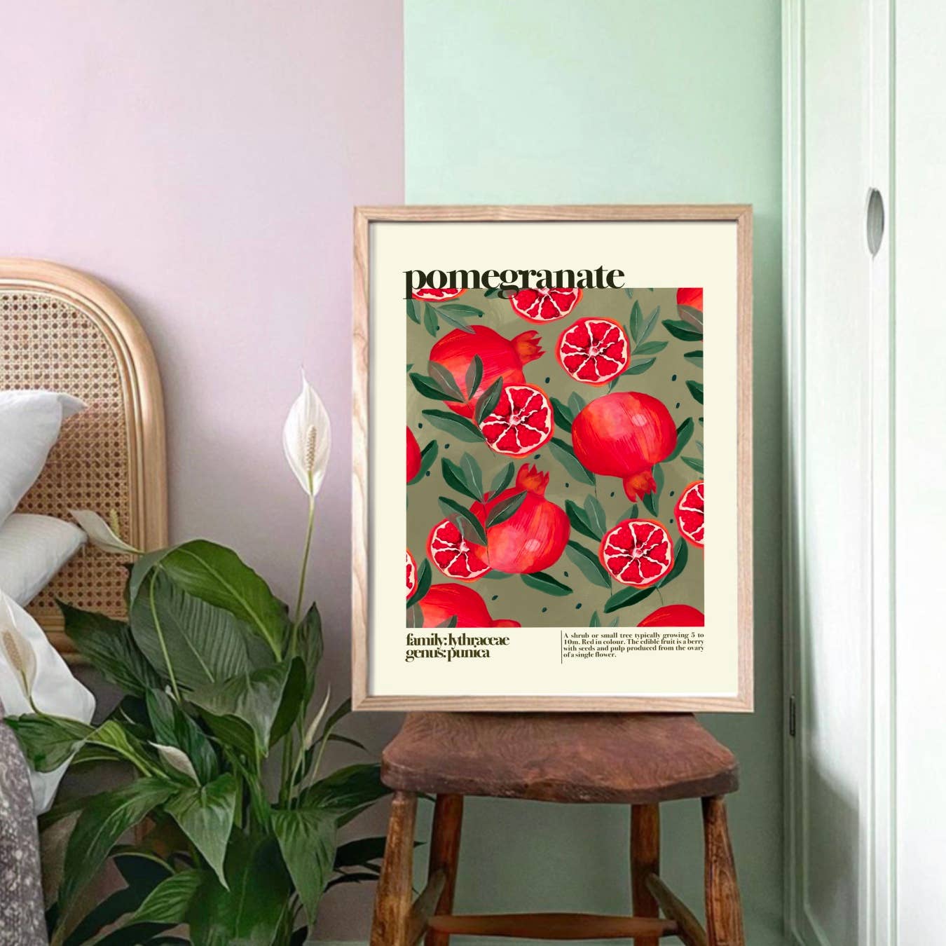 Pomegranate Fruit Print, Botanical Print, Bright Colourful,: A3