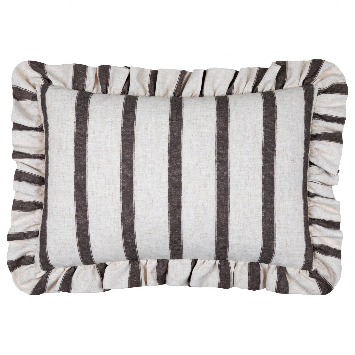 Connie Striped Ruffle Cushion Chocolate: Chocolate / Polyester Filled / 35 x 50cm
