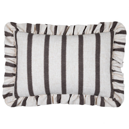 Connie Striped Ruffle Cushion Chocolate: Chocolate / Polyester Filled / 35 x 50cm