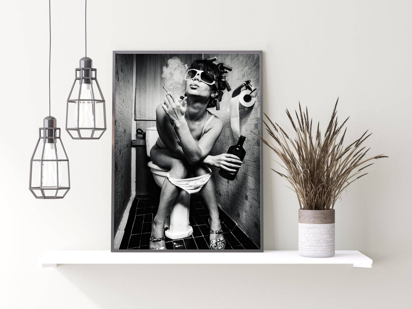 Smoke Party Girl Bathroom Wall Picture: A4