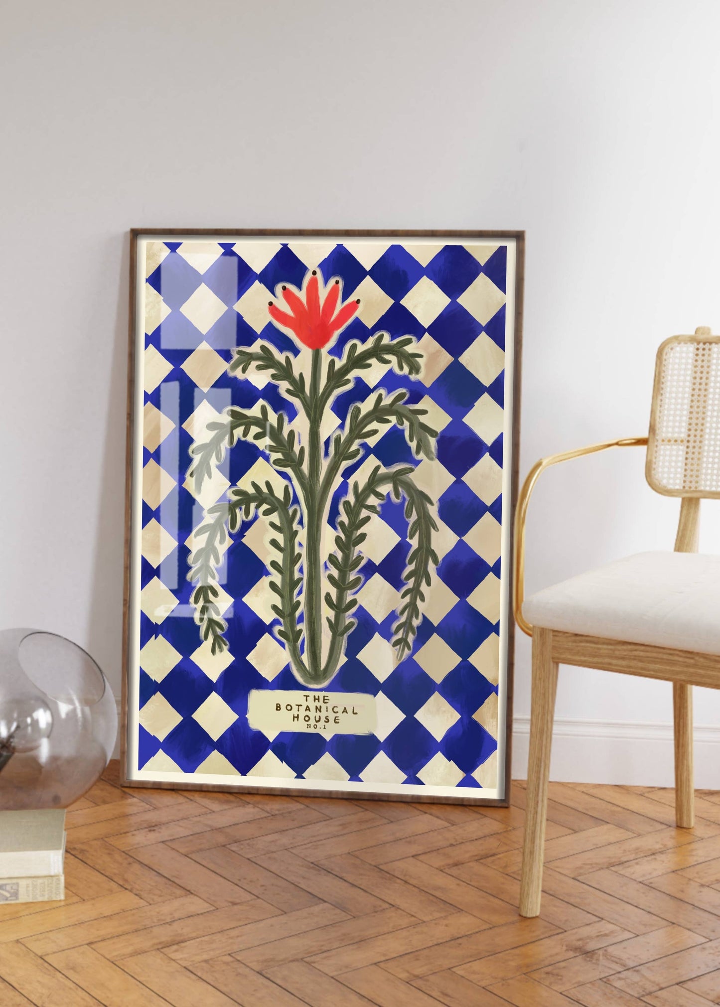 Botanical House Art Print, Neutral Print, Hand Drawn, Quirky: A3
