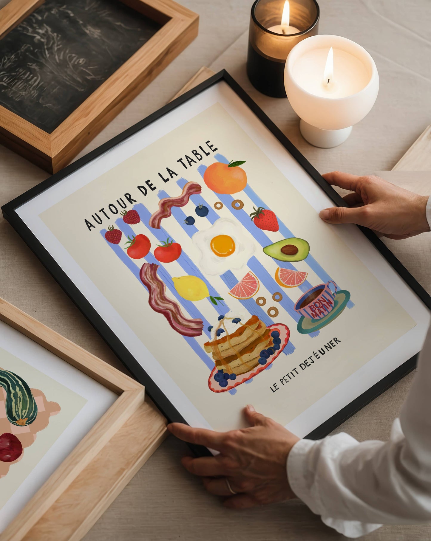 Around The Table, Kitchen Art Print, Colourful Art, Fun Art: A3